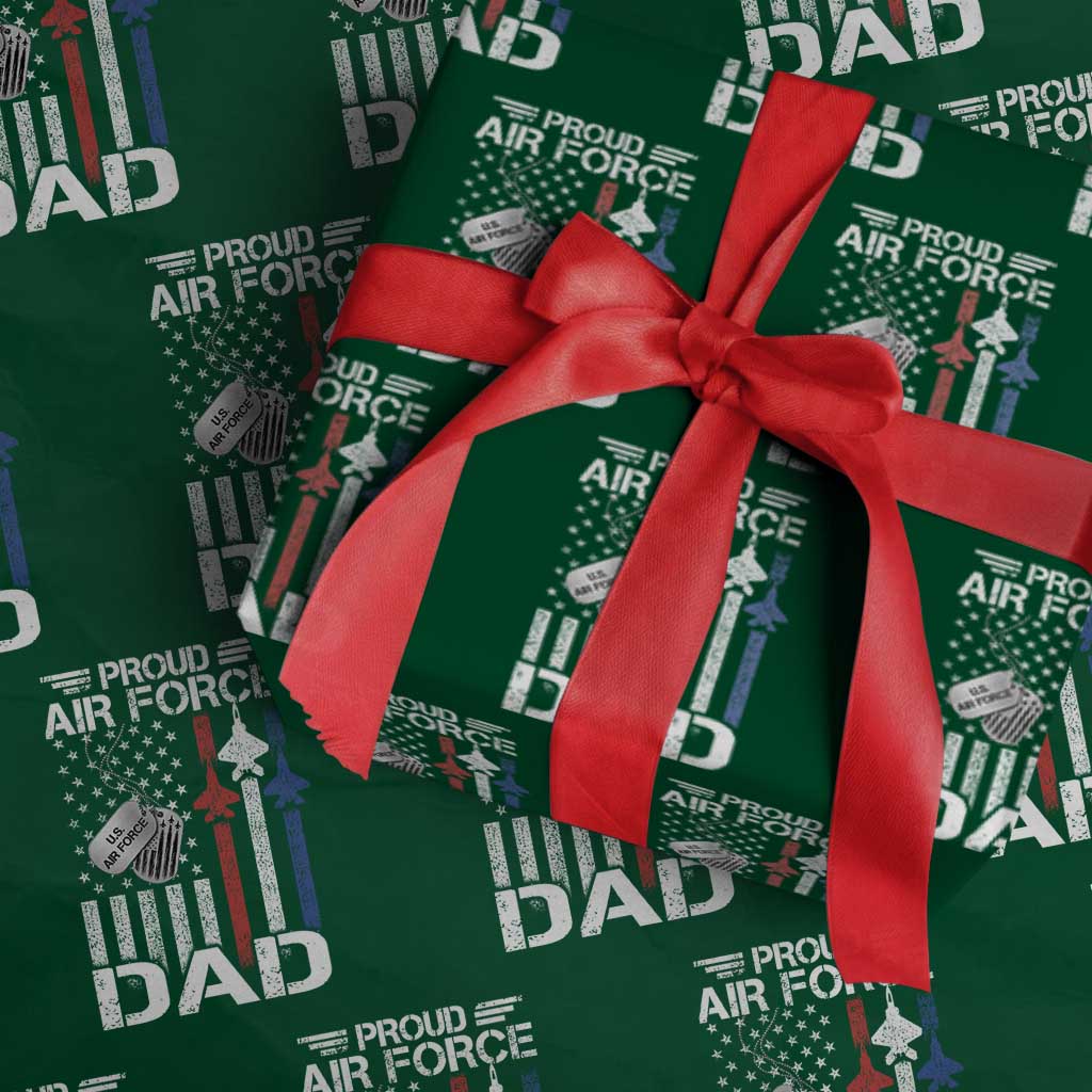 Proud Air Force Dad Wrapping Paper Roll Military Army Father Vintage American Flag