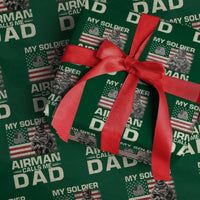 Proud Air Force Dad Wrapping Paper Roll My Soldier Airman Calls Me Dad US Flag - Wonder Print Shop