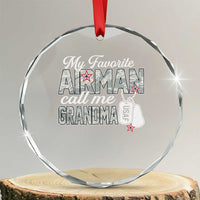 Proud Air Force Family Crystal Glass Ornament My Favorite Airman Calls Me Grandma - Wonder Print Shop