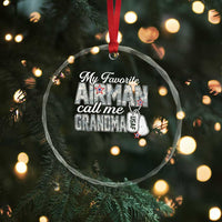 Proud Air Force Family Crystal Glass Ornament My Favorite Airman Calls Me Grandma - Wonder Print Shop
