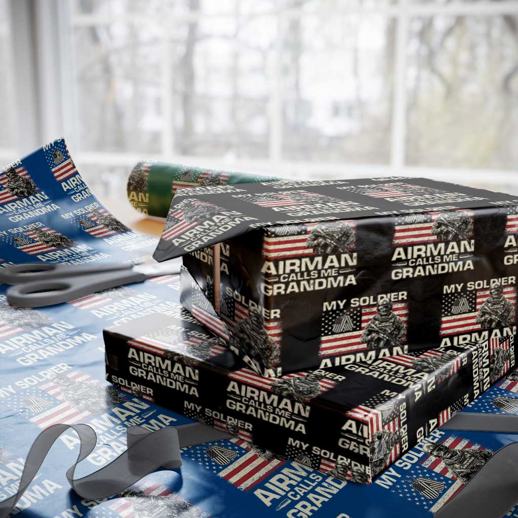 Proud Air Force Grandma Wrapping Paper Roll My Soldier Airman Calls Me Grandma US Flag - Wonder Print Shop