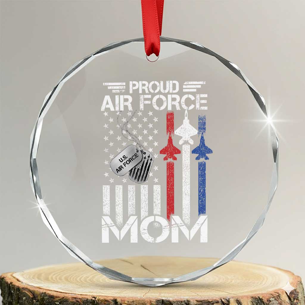Proud Air Force Mom Crystal Glass Ornament Military Army Mama Vintage American Flag