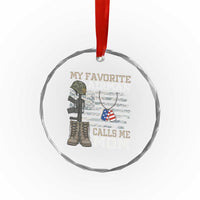Proud Air Force Mom Crystal Glass Ornament My Favorite Airman Military Family Camo US Flag - Wonder Print Shop