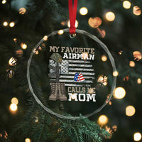 Proud Air Force Mom Crystal Glass Ornament My Favorite Airman Military Family Camo US Flag - Wonder Print Shop