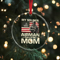 Proud Air Force Mom Crystal Glass Ornament My Soldier Airman Calls Me Mom US Flag - Wonder Print Shop