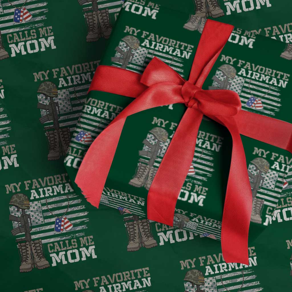 Proud Air Force Mom Wrapping Paper Roll My Favorite Airman Military Family Camo US Flag - Wonder Print Shop