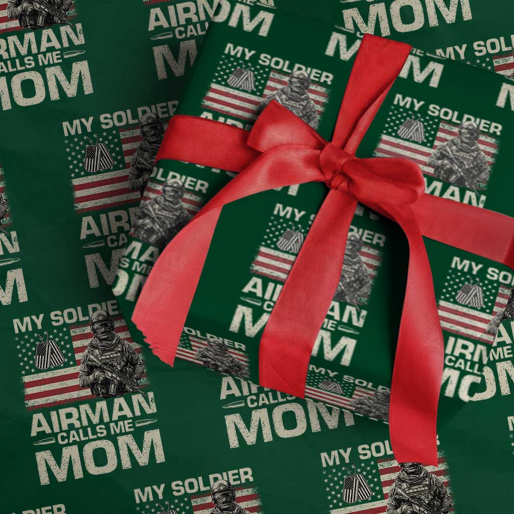 Proud Air Force Mom Wrapping Paper Roll My Soldier Airman Calls Me Mom US Flag - Wonder Print Shop