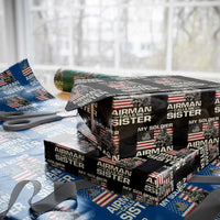 Proud Air Force Sister Wrapping Paper Roll My Soldier Airman Calls Me Sister US Flag - Wonder Print Shop