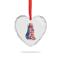 Proud American Cat Lover Heart Crystal Glass Ornament Patriotic Animal Lover Gift