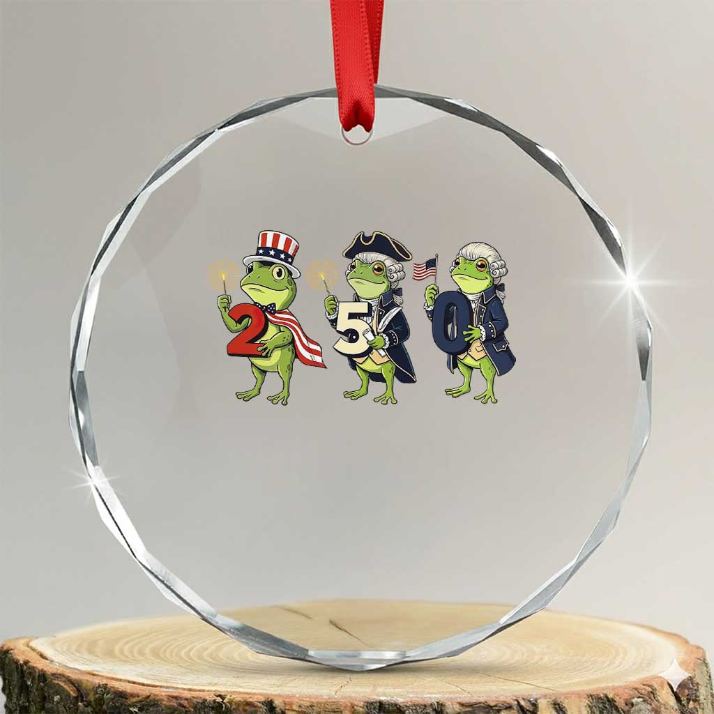 Proud American Frog Crystal Glass Ornament Celebrating 250 Years Of Freedom