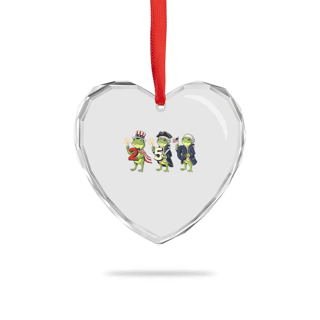 Proud American Frog Heart Crystal Glass Ornament Celebrating 250 Years Of Freedom