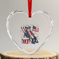 Proud American George Washington Patriotic Heart Crystal Glass Ornament