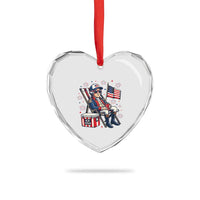 Proud American George Washington Patriotic Heart Crystal Glass Ornament