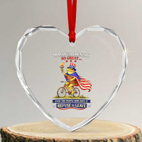 Proud American Humor Patriotic Frog On Bicycle Graphic Heart Crystal Glass Ornament Imagine A Country So Great Pride
