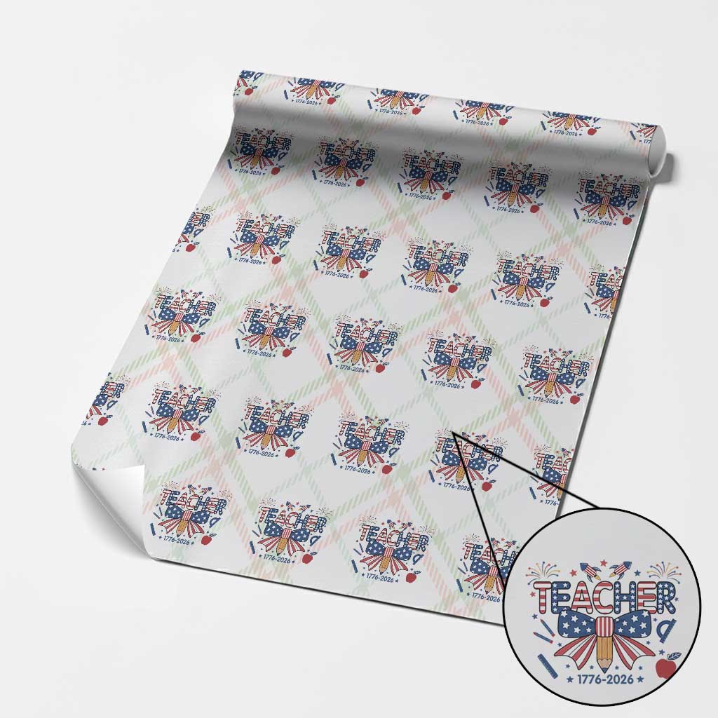 Proud American Teacher 250 Years Wrapping Paper Roll Patriotic Educator Gift