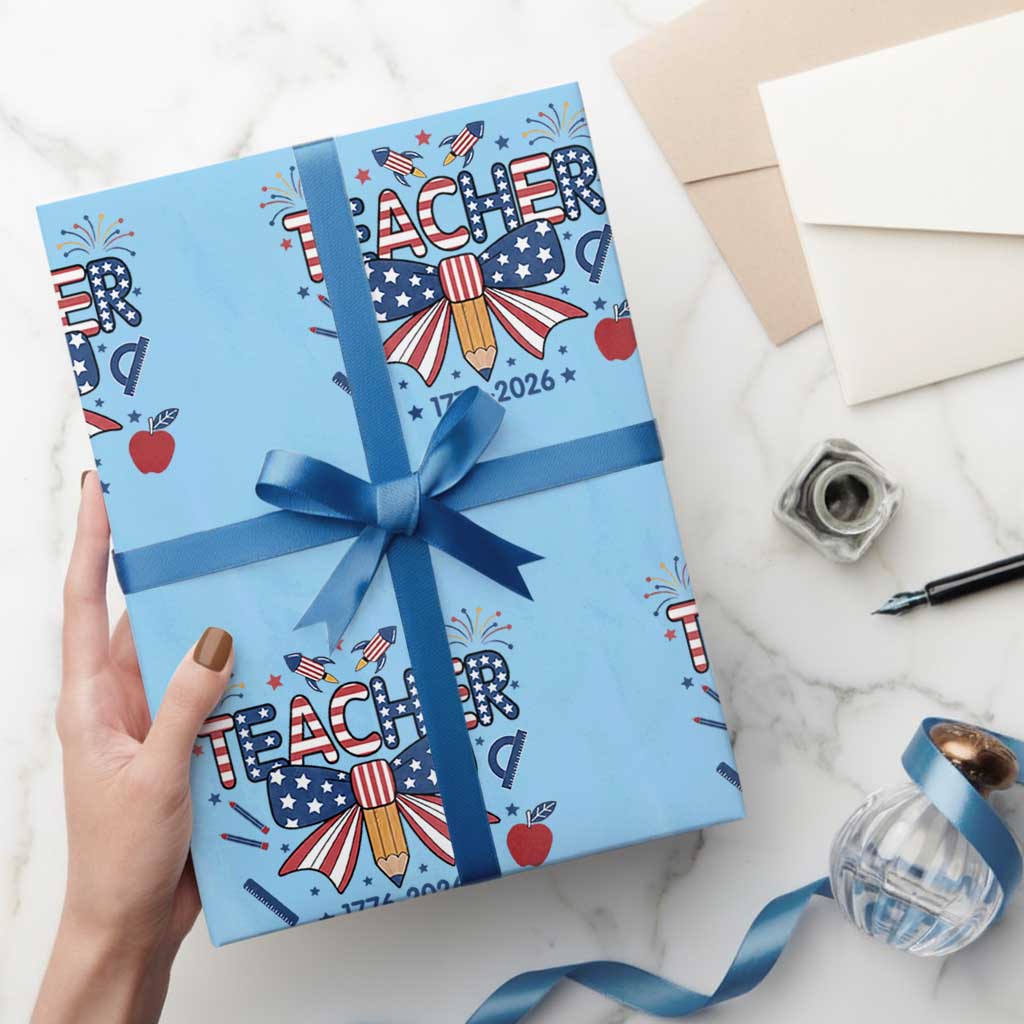 Proud American Teacher 250 Years Wrapping Paper Roll Patriotic Educator Gift