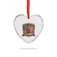 Proud American Woodworker Heart Crystal Glass Ornament Born To Woodwork Patriotic Gift