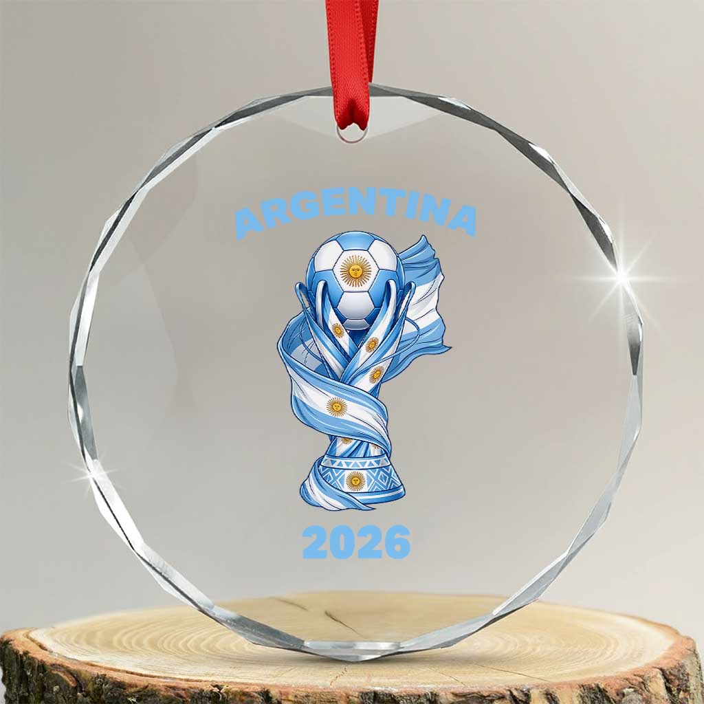 Proud Argentina Soccer 2026 Crystal Glass Ornament World Football Fan Gift