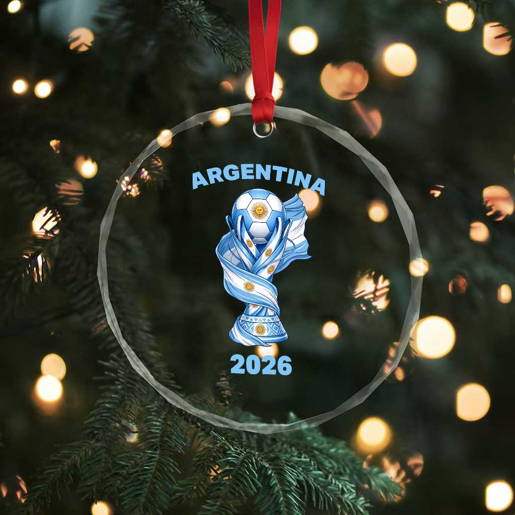 Proud Argentina Soccer 2026 Crystal Glass Ornament World Football Fan Gift