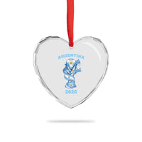Proud Argentina Soccer 2026 Heart Crystal Glass Ornament World Football Fan Gift