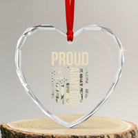 Proud Army Dad Camo American Flag Veteran Gift Heart Crystal Glass Ornament