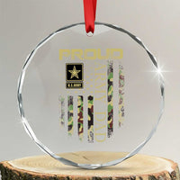 Proud Army Dad Crystal Glass Ornament Military Father US Army Camo Flag