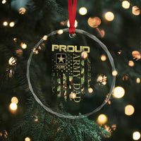 Proud Army Dad Crystal Glass Ornament Military Father US Army Camo Flag