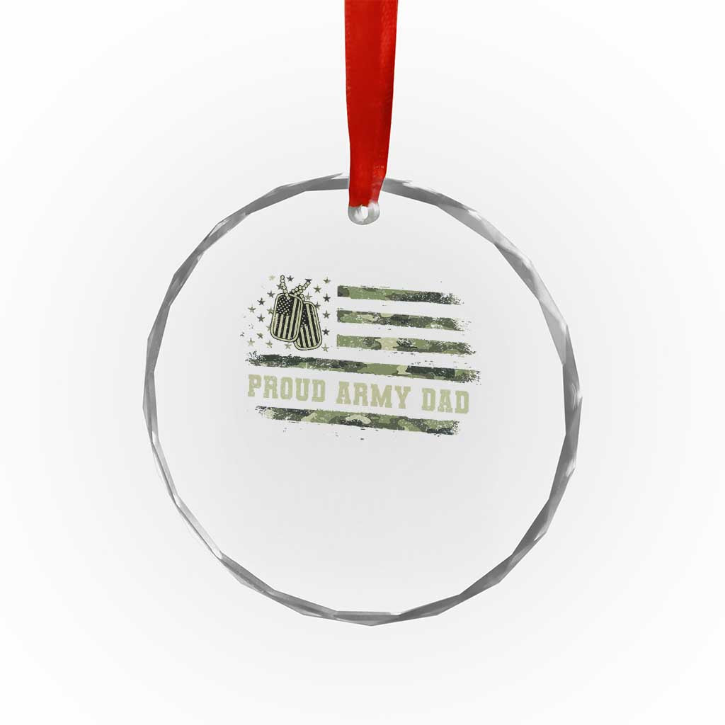 Proud Army Dad Crystal Glass Ornament Vintage Camo American Flag Veteran Father's Day - Wonder Print Shop