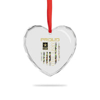 Proud Army Dad Heart Crystal Glass Ornament Military Father US Army Camo Flag