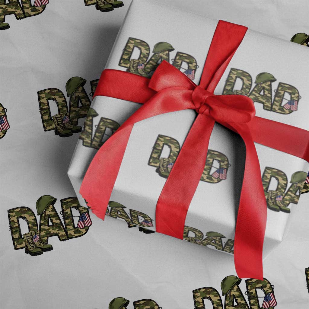 Proud Army Dad USA Flag Camo Wrapping Paper Roll Fathers Day Gift