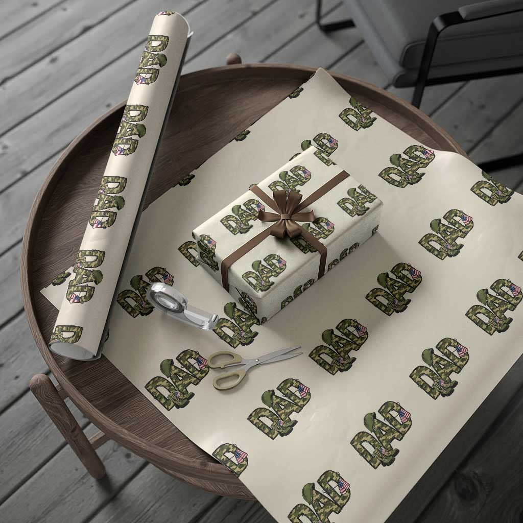 Proud Army Dad USA Flag Camo Wrapping Paper Roll Fathers Day Gift