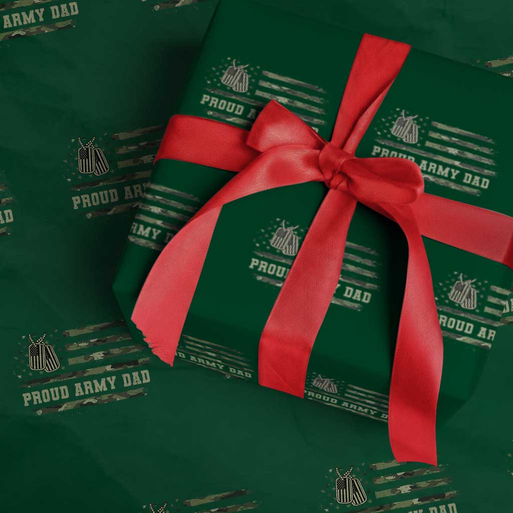 Proud Army Dad Wrapping Paper Roll Vintage Camo American Flag Veteran Father's Day - Wonder Print Shop