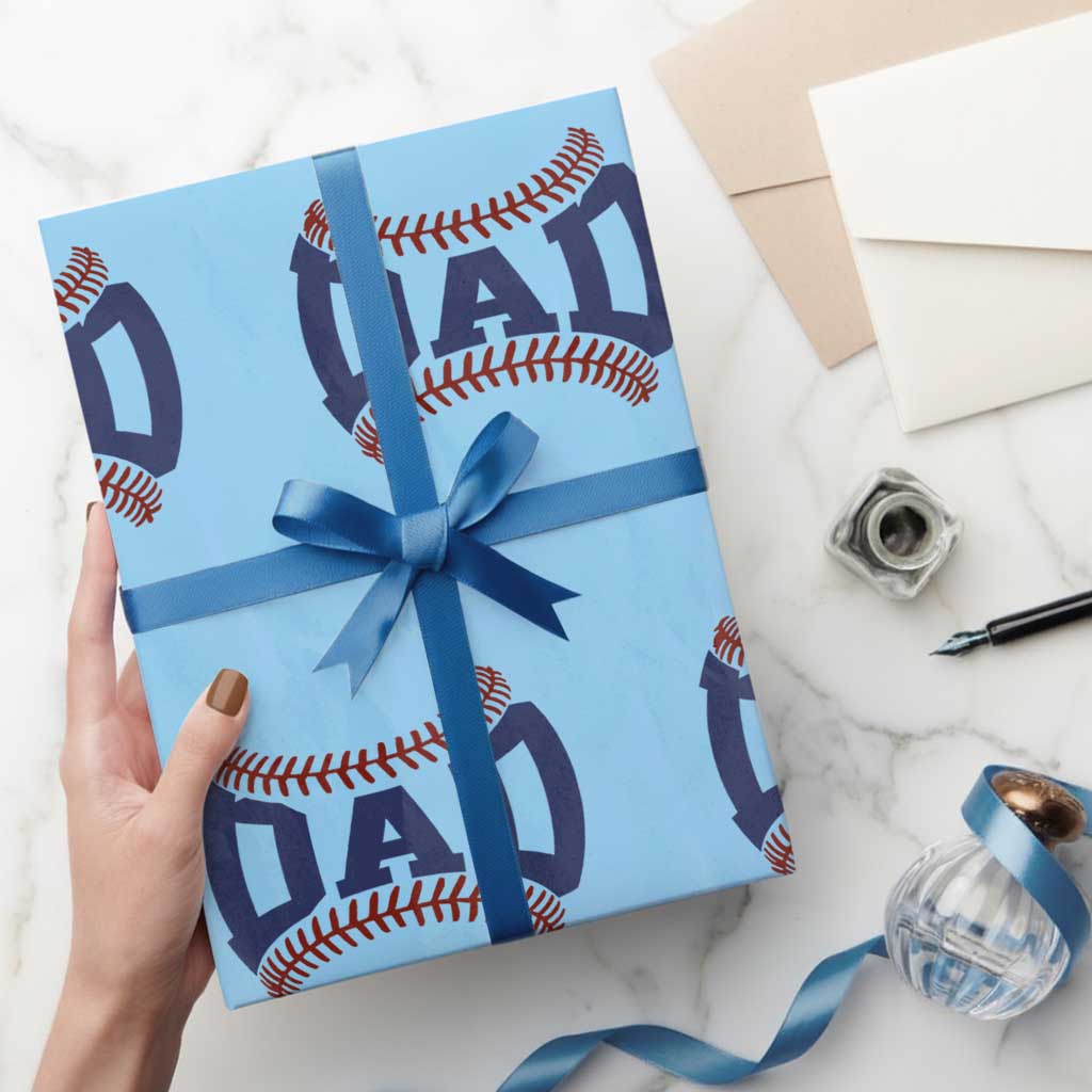 Proud Baseball Dad Wrapping Paper Roll Game Day Gift For Him