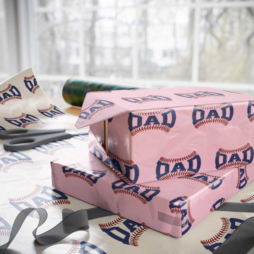 Proud Baseball Dad Wrapping Paper Roll Game Day Gift For Him