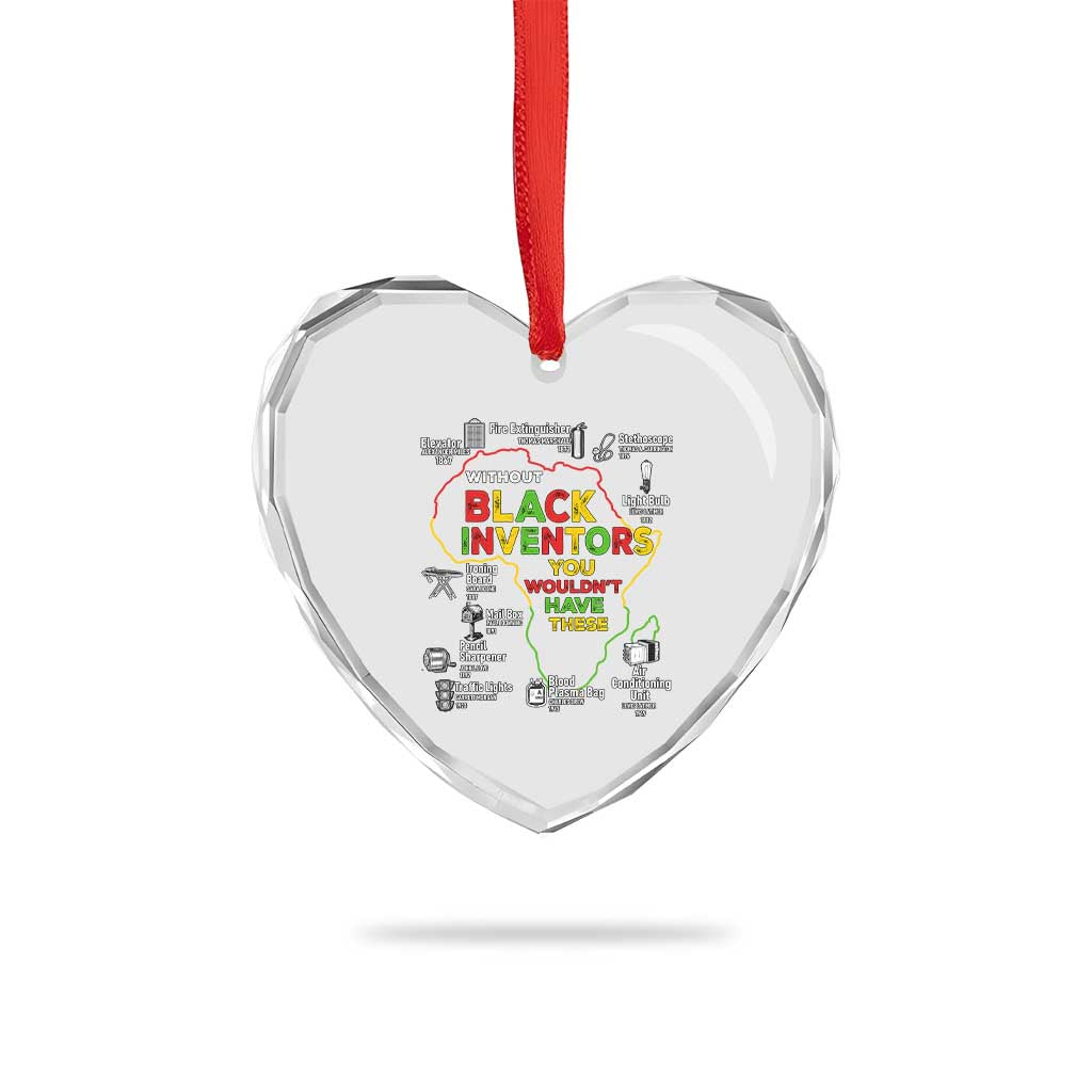 Proud Black Inventors Heart Crystal Glass Ornament Black History Month African American Pride - Wonder Print Shop