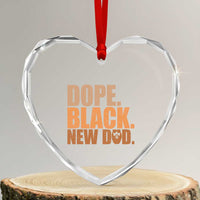 Proud Black New Dad Heart Crystal Glass Ornament African American Fathers Day Gift