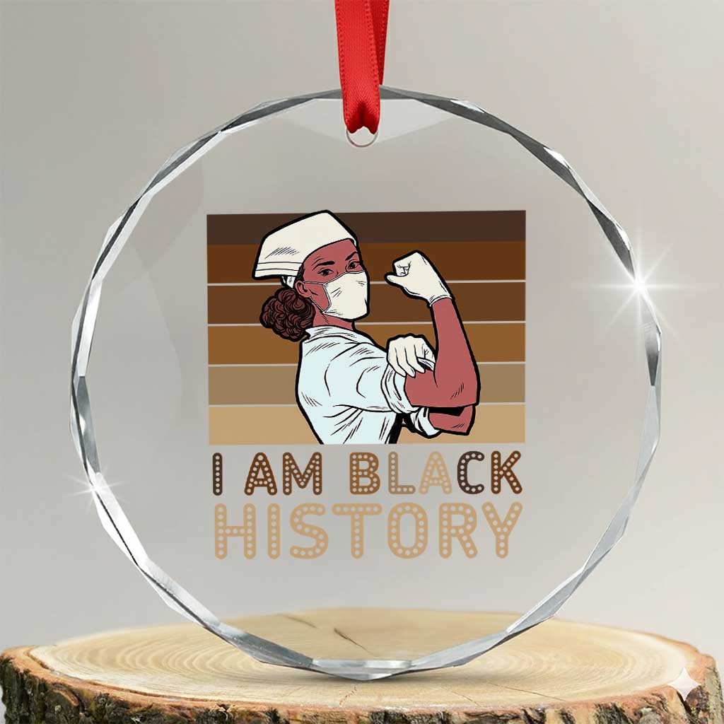 Proud Black Nurse Crystal Glass Ornament I Am Black History - Wonder Print Shop