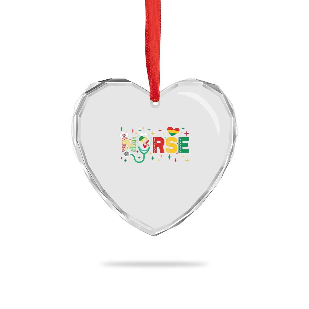 Proud Black Nurse Heart Crystal Glass Ornament Black History Month Gift - Wonder Print Shop