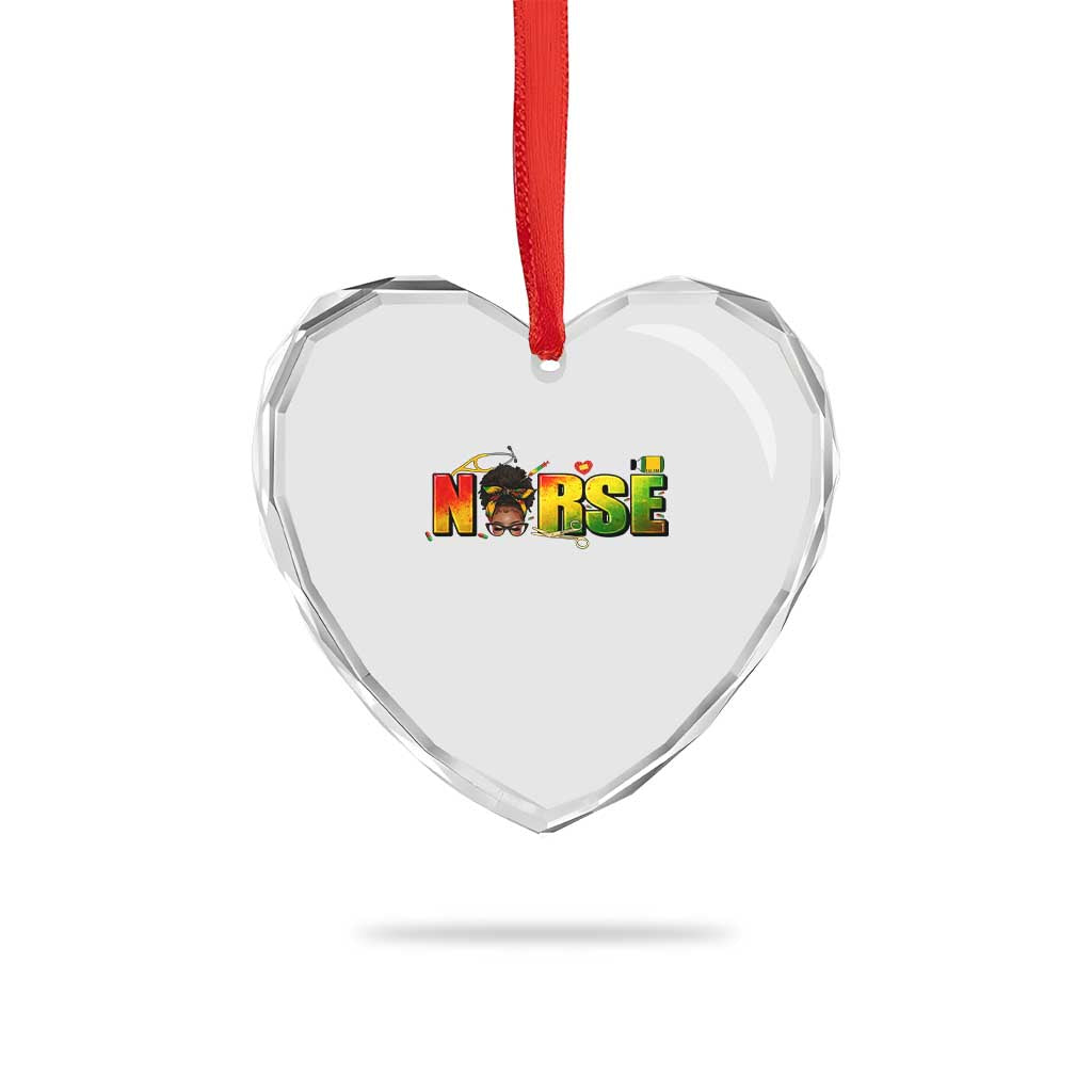 Proud Black Nurse Heart Crystal Glass Ornament Black History Month Healthcare Gift - Wonder Print Shop