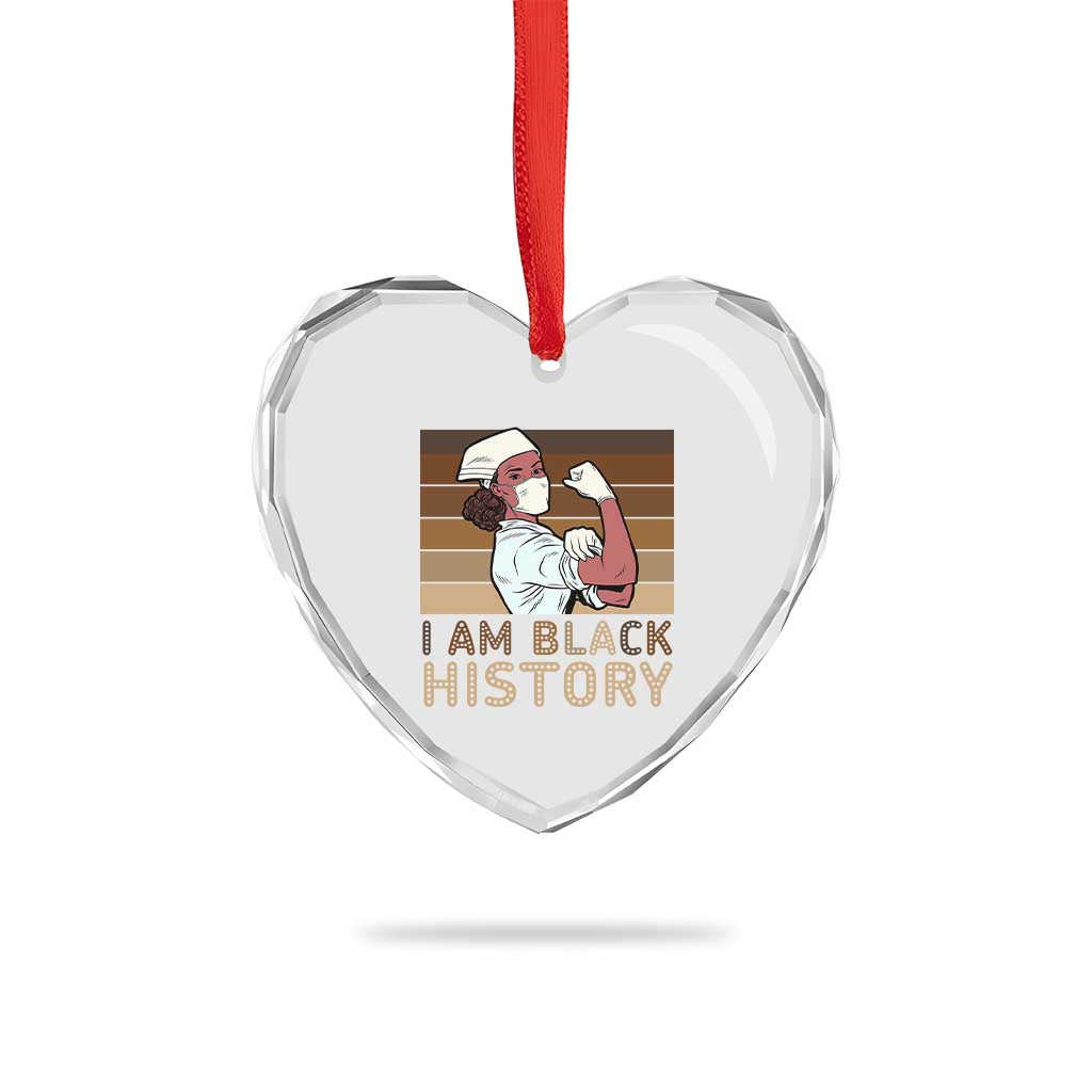 Proud Black Nurse Heart Crystal Glass Ornament I Am Black History - Wonder Print Shop