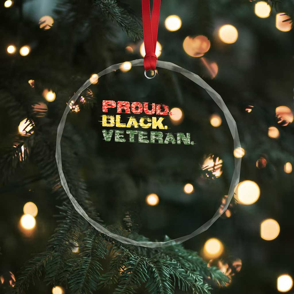 Proud Black Veteran Crystal Glass Ornament Veterans Day Proud Military Camouflage