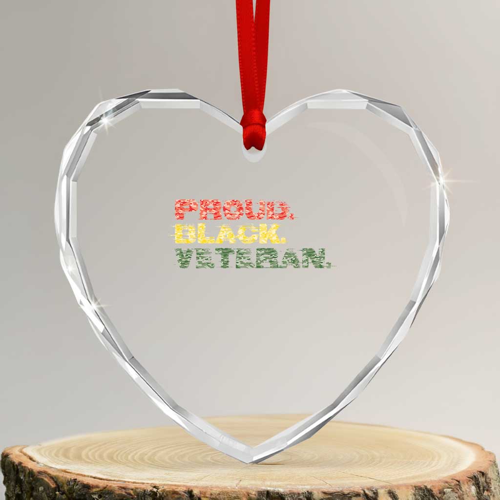 Proud Black Veteran Heart Crystal Glass Ornament Veterans Day Proud Military Camouflage