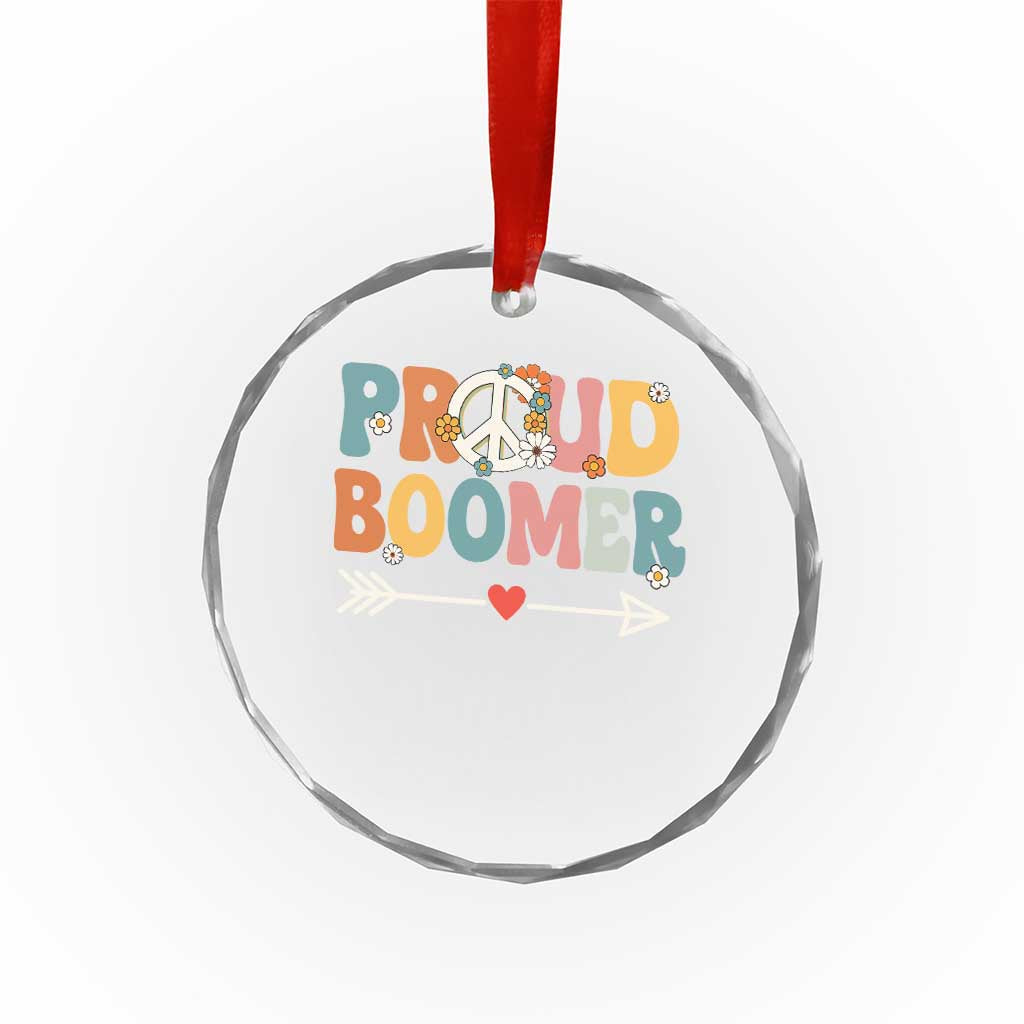 Proud Boomer Crystal Glass Ornament Boomers Generation Peace Sign Hippie 50s 60s - Wonder Print Shop