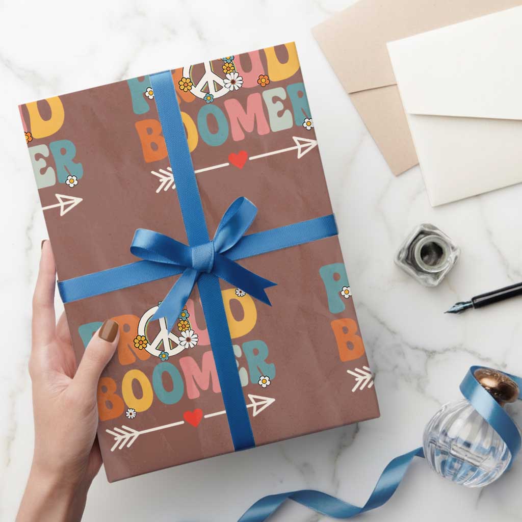 Proud Boomer Wrapping Paper Roll Boomers Generation Peace Sign Hippie 50s 60s - Wonder Print Shop