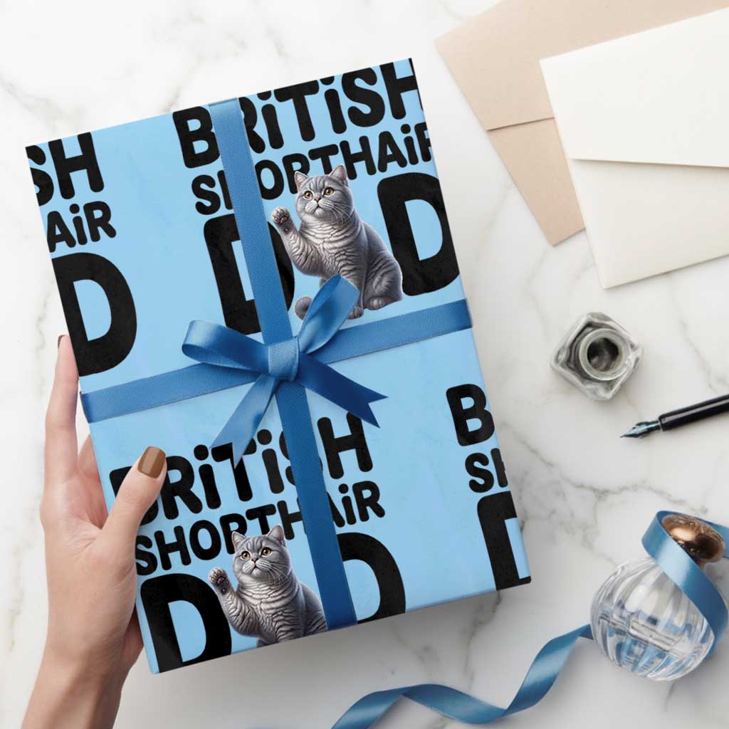Proud British Shorthair Dad Wrapping Paper Roll Cute Cat Fathers Day Gift