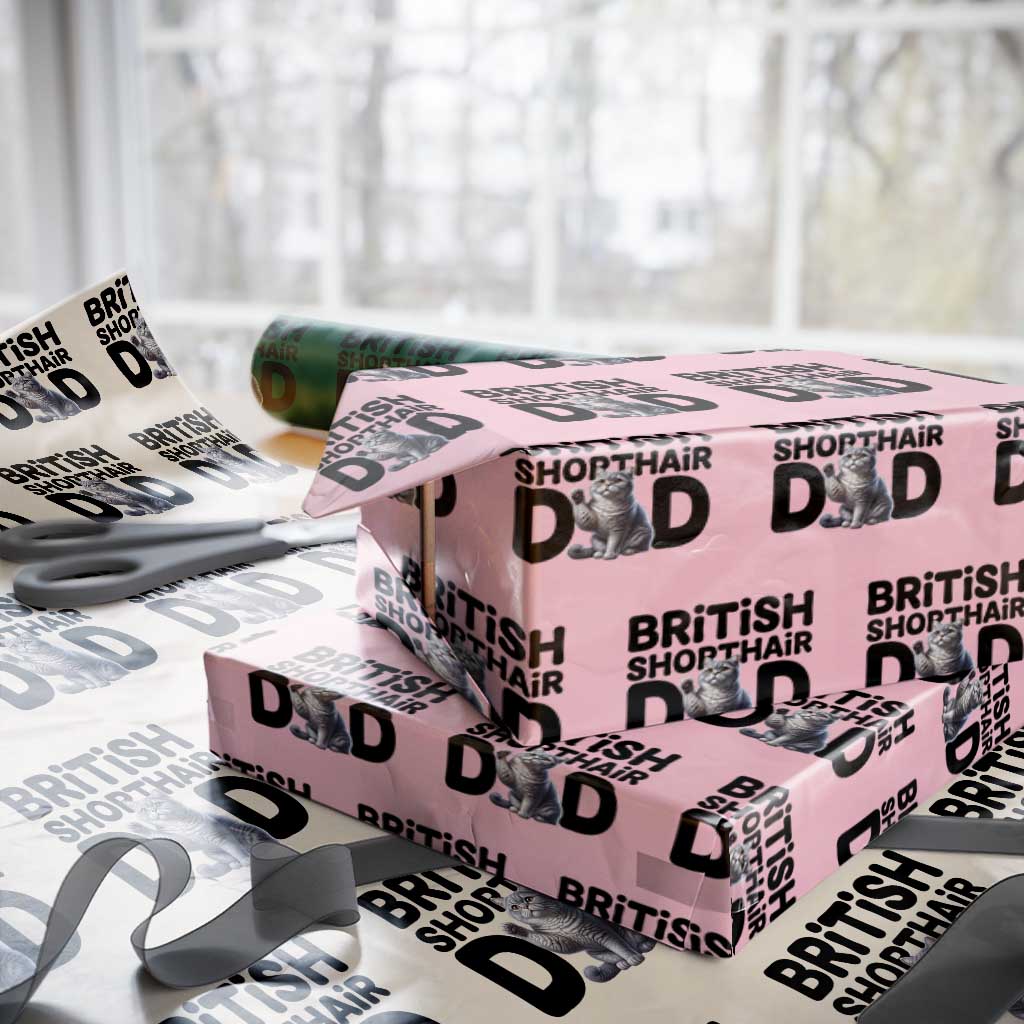 Proud British Shorthair Dad Wrapping Paper Roll Cute Cat Fathers Day Gift