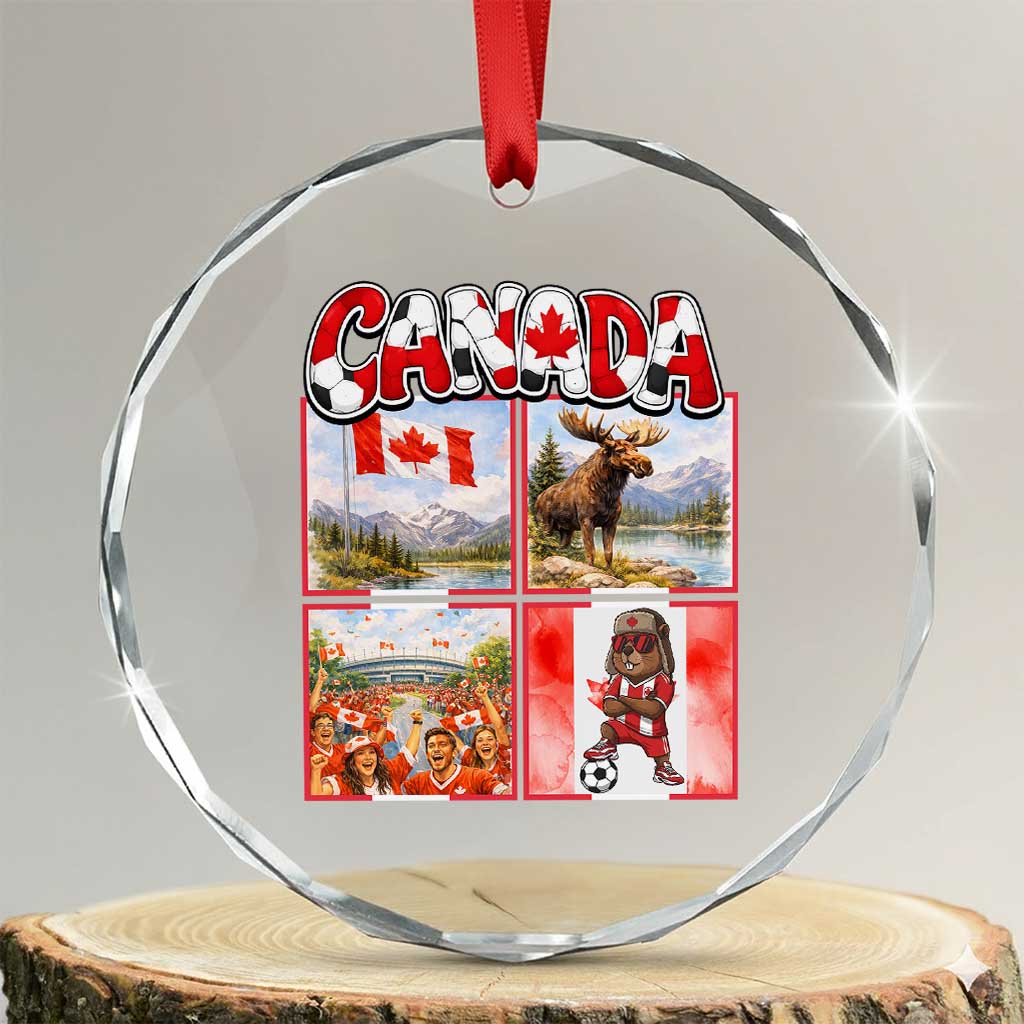 Proud Canada National Soccer Fan 2026 Gift Crystal Glass Ornament