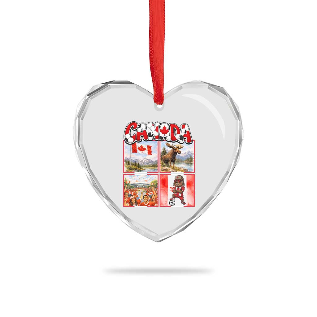 Proud Canada National Soccer Fan 2026 Gift Heart Crystal Glass Ornament