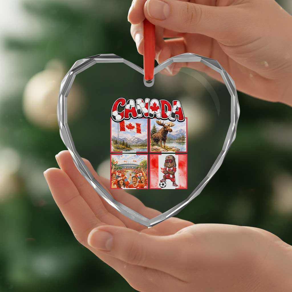 Proud Canada National Soccer Fan 2026 Gift Heart Crystal Glass Ornament