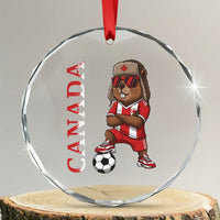 Proud Canada Soccer Beaver Crystal Glass Ornament Funny Football Fan Gift